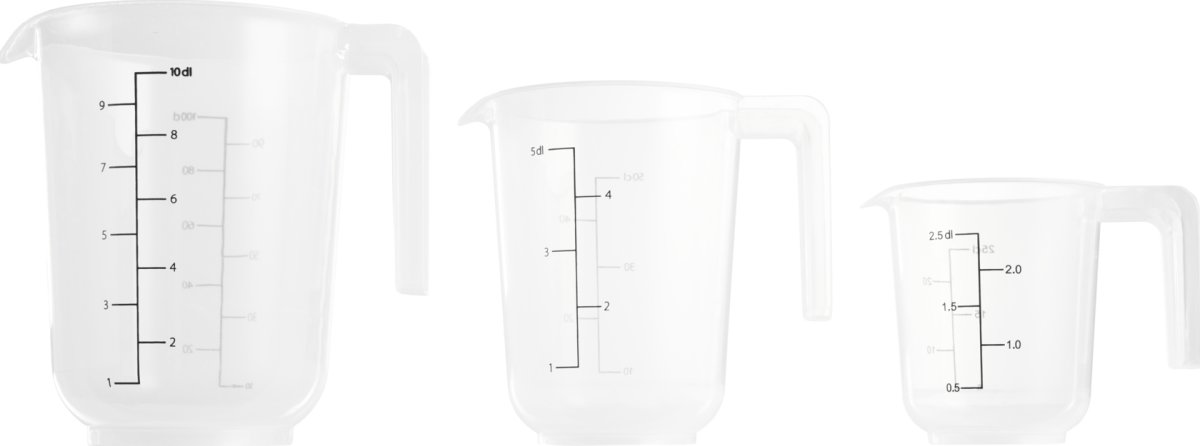 Day Måttkannor, klar plast, 0,25+0,5+1L
