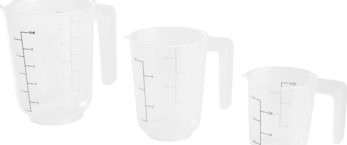 Day Måttkannor, klar plast, 0,25+0,5+1L