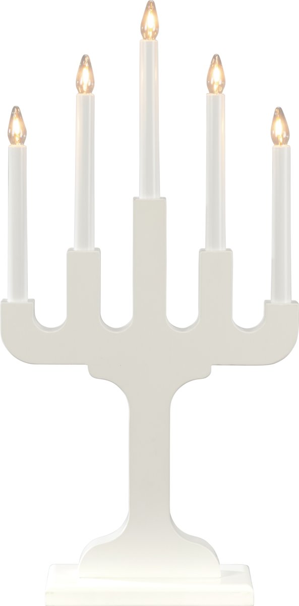 Femarmad Ljusstake i Trä med 5 Ljus, vit