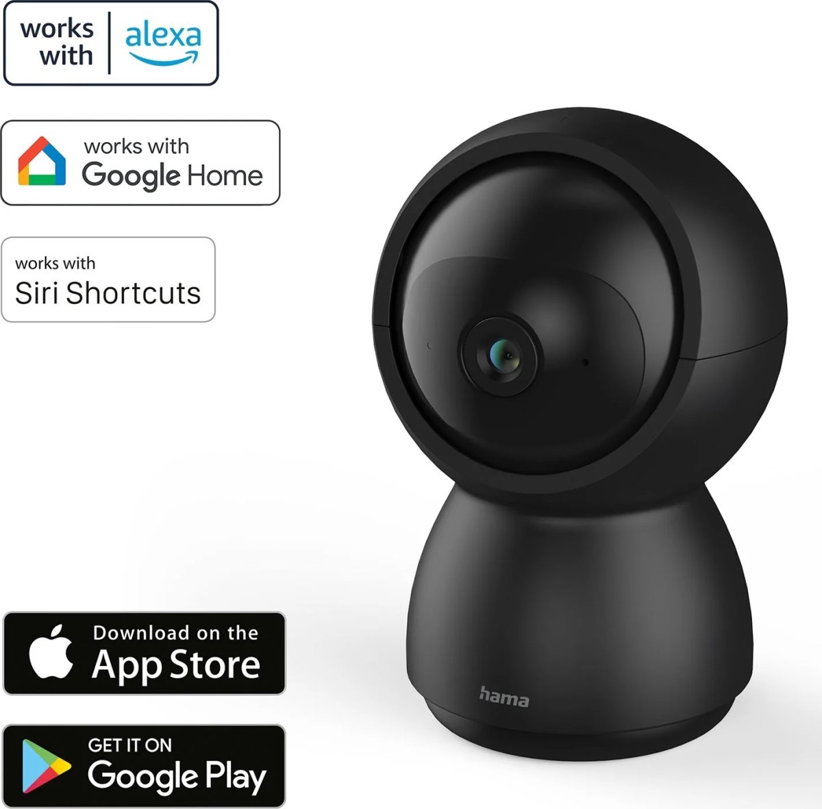 HAMA Övervakningskamera, inomhus, Wi-Fi - Svart