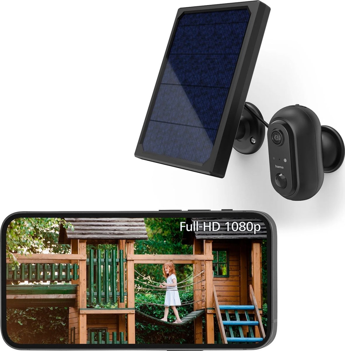 HAMA Övervakningskamera, utomhus, solcell, svart