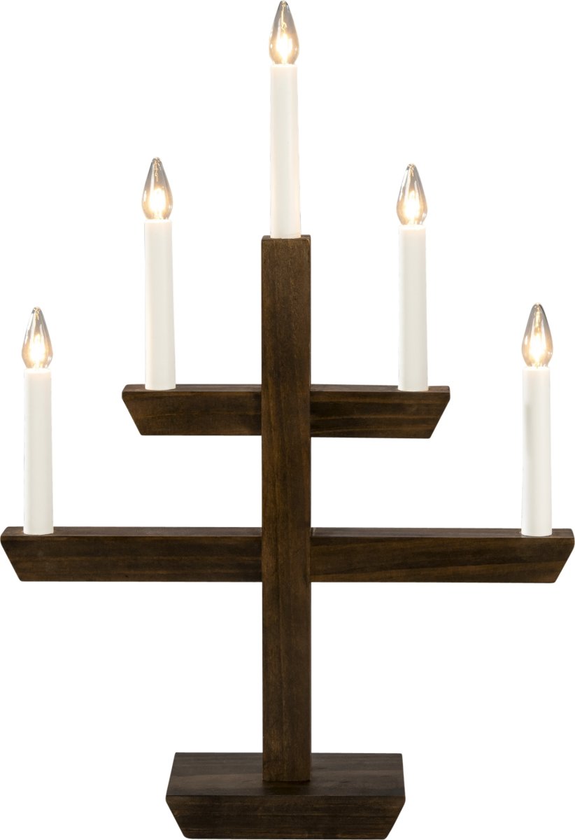 Femarmad Ljusstake i Trä med 5 Ljus, brun