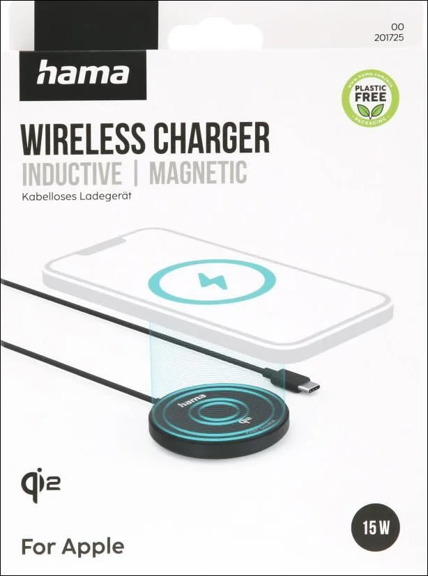 HAMA Trådlös laddning, Qi2 - 15W, Svart