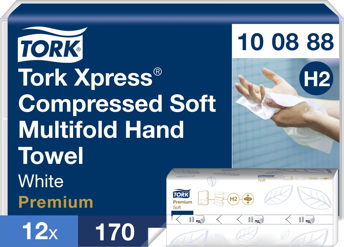 Tork H2 Compressed Prem. Handduk M-Fold 12 pk