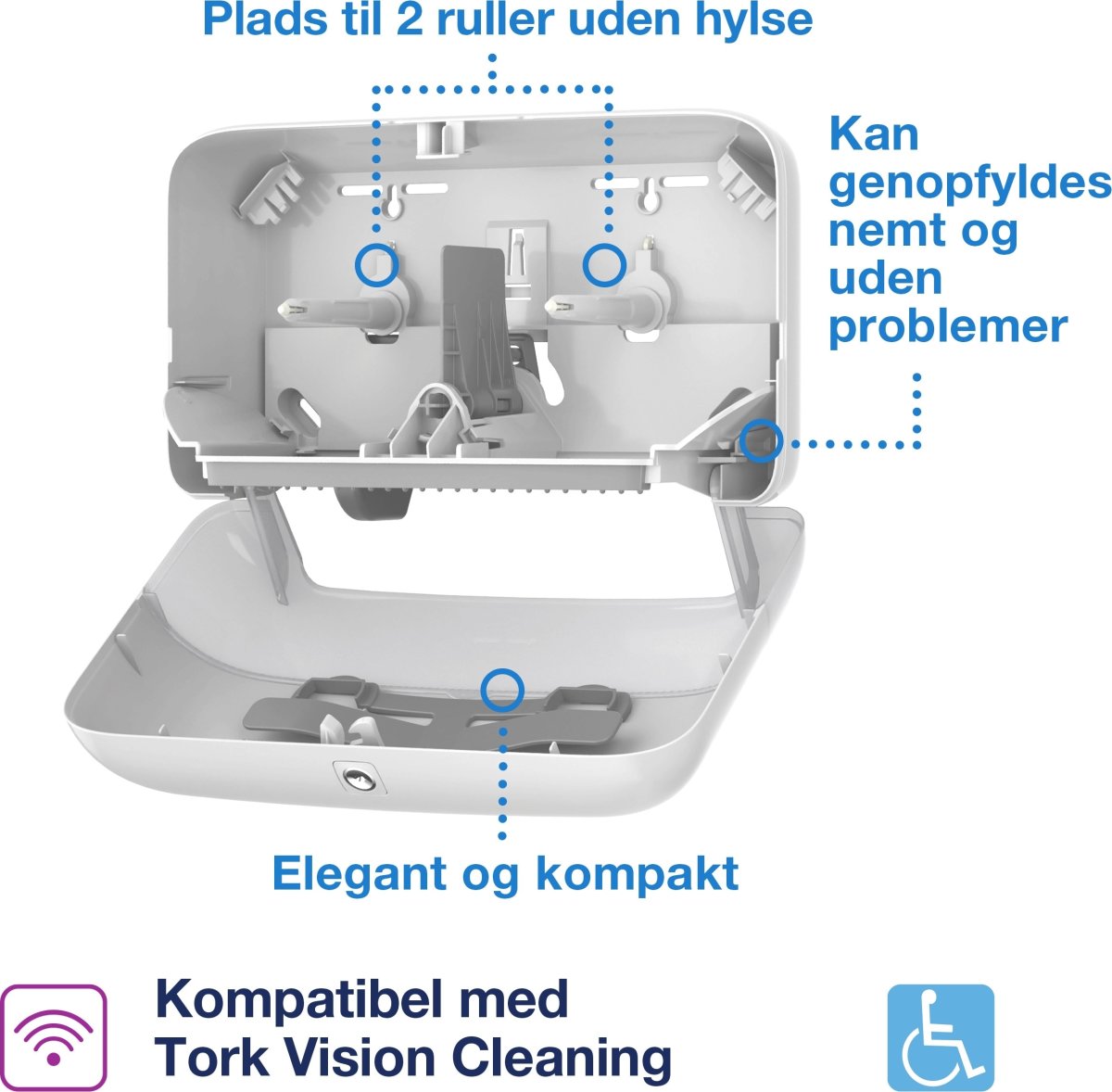 Tork T7 Dispenser Toalettpapper u/hylsa Dual Svart