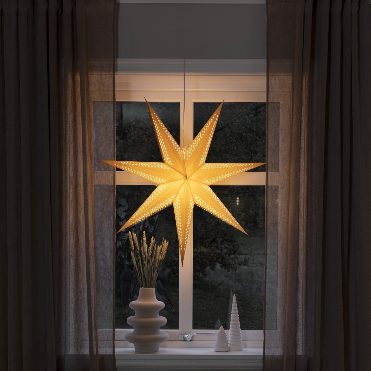 Pappersstjärna, Hängande, 7 spetsar, Ø78 cm, brun