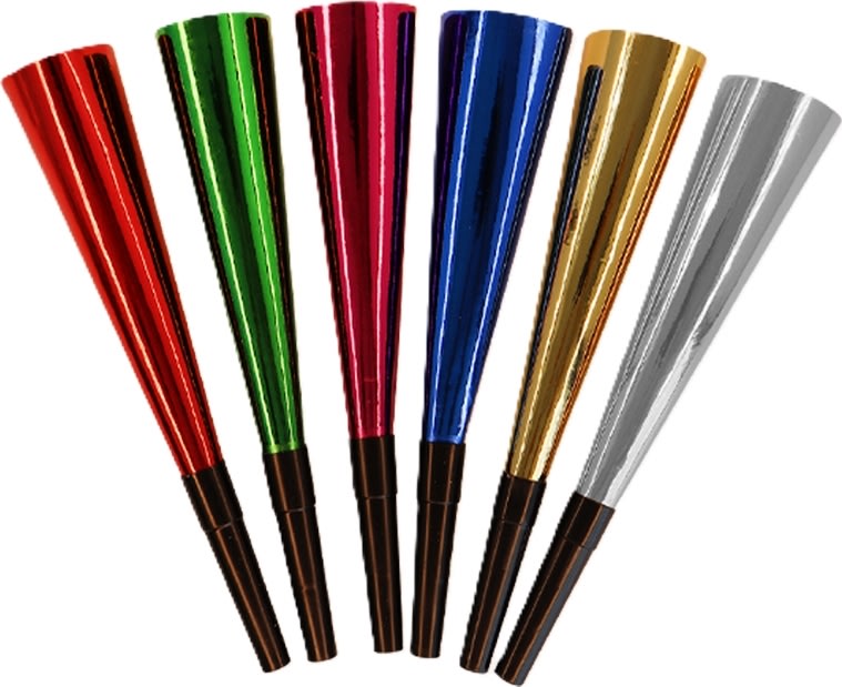 Nyårshorn, 6 st, 6 färger