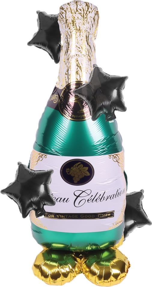 Foliesballong, nyårsflaska med stjärnor