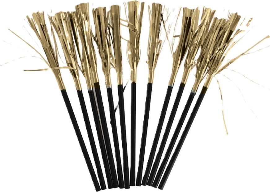 Sugrör, 12 st, svart med guldsmyckning