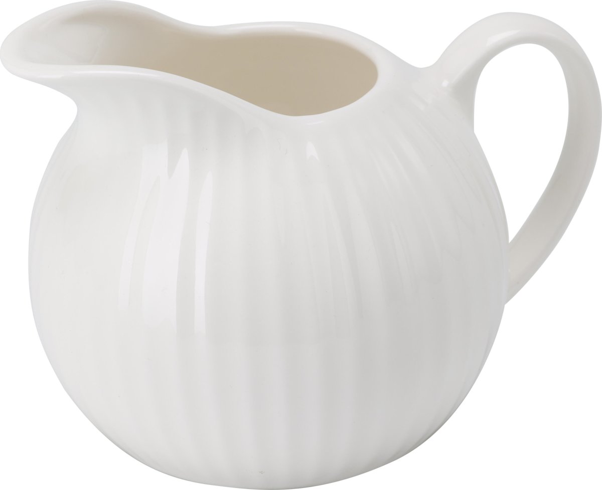 Gräddkanna, räfflad, vit, porslin, 310 ml.