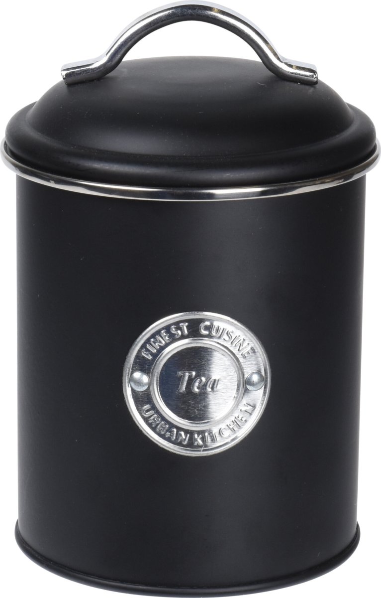 Förvaringsburkar för kaffe/te/socker, svart metall
