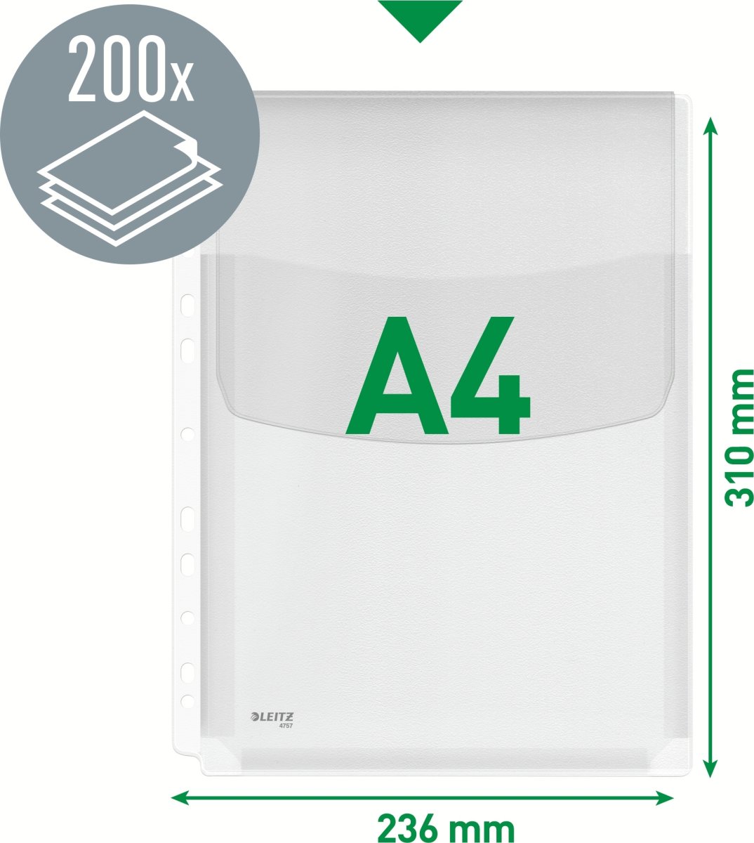 Leitz Plastficka | A4 | Exp. m. klaff | 5 st.