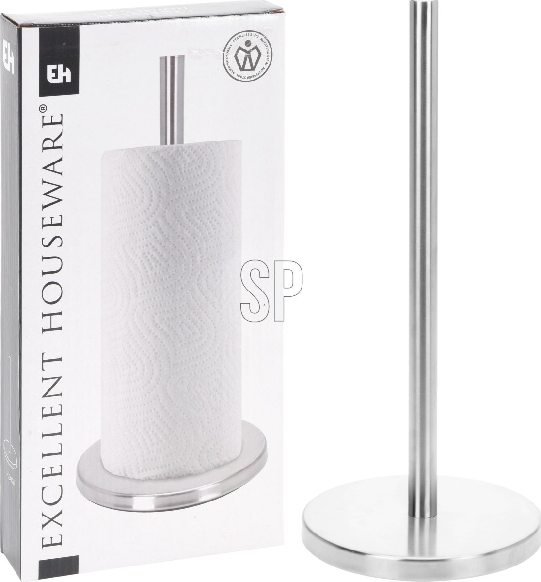 Köksrullehållare, rostfritt stål, matt