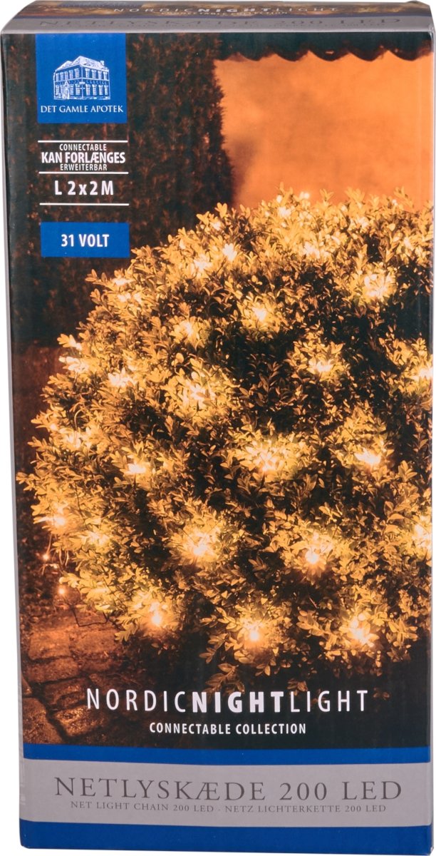 Ljusnät m/200 LED, B2xØ2m, varmvit