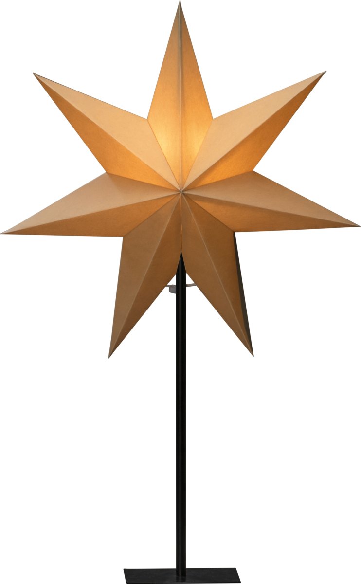 Pappersstjärna på fot, H65 cm, beige
