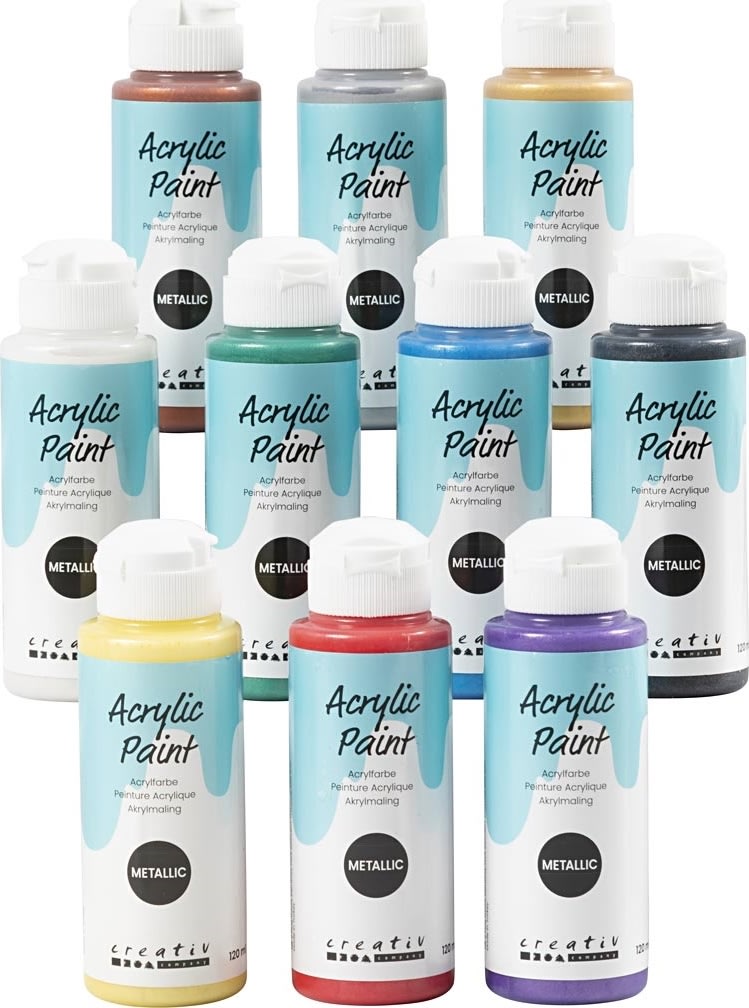 Akrylfärg A'Color 10x120 ml, metallisk blandad