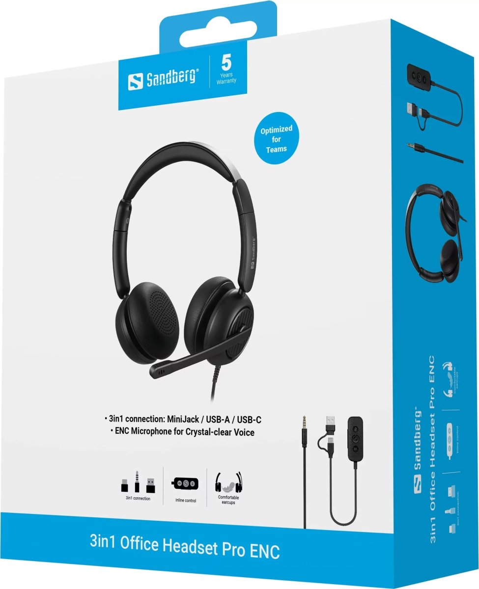 Sandberg 3-i-1 Office Pro ENC Headset