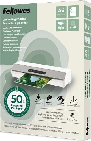Fellowes A6 lamineringsfickor, 80 mic, matt