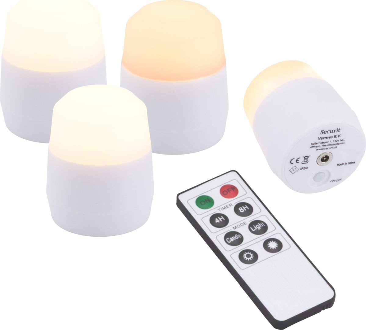 Securit® Amsterdam LED värmeljus, 4 st., vit