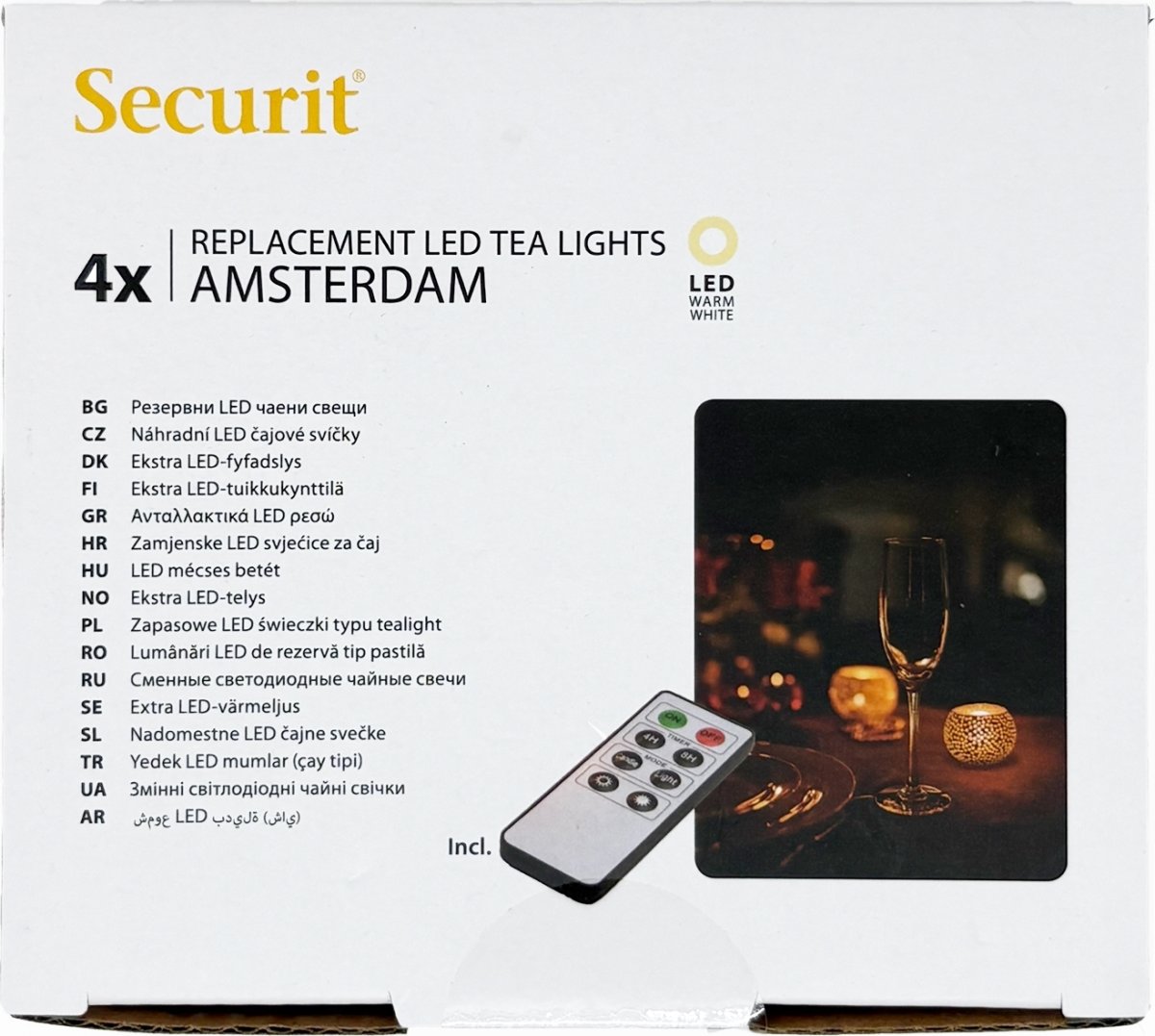 Securit® Amsterdam LED värmeljus, 4 st., vit