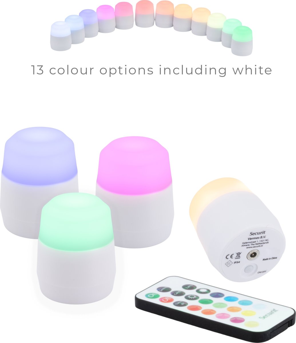 Securit® Amsterdam LED värmeljus, 4 st., färg