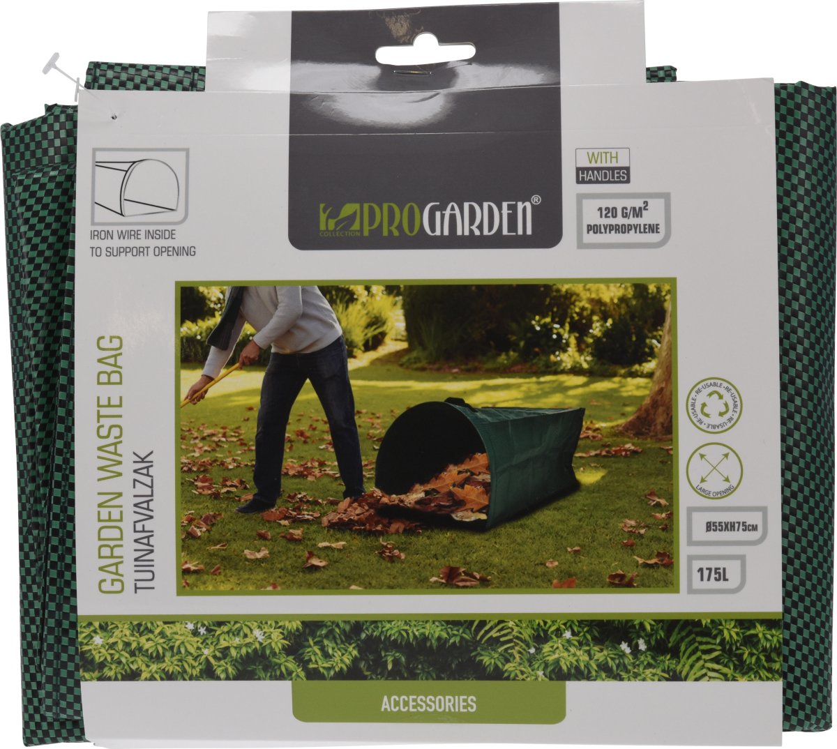 Pop-up trädgårdssäck, grön, liggande, Ø55 x H75 cm