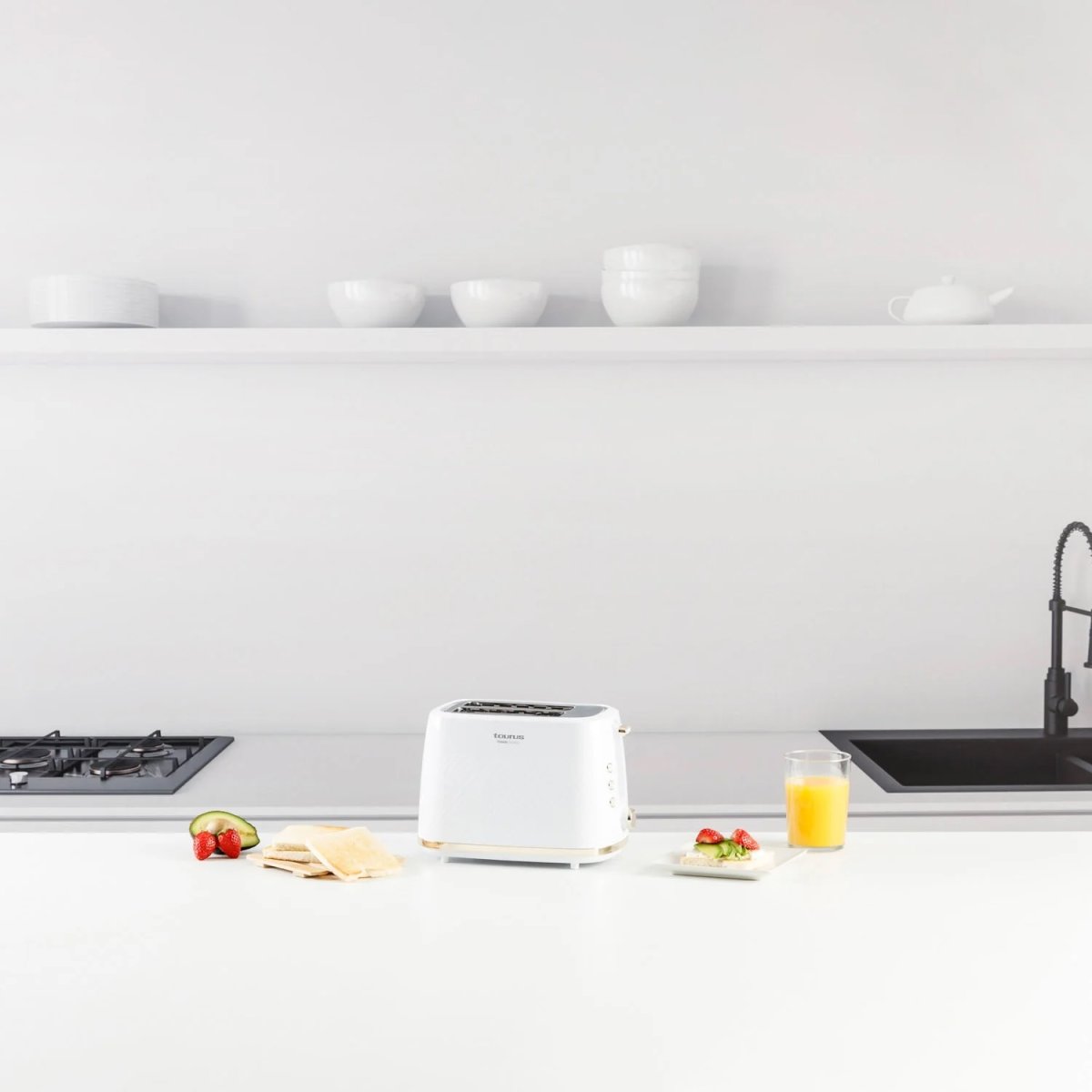 TAURUS Brödrost, Lång, Vit, Fusion Crunch