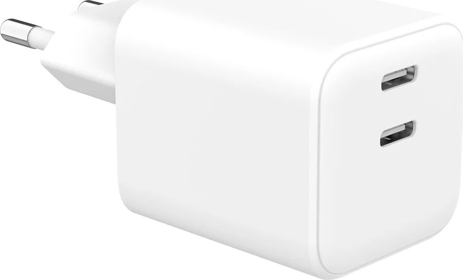 GEAR Laddare, 65W, 220V, 2x USB-C - Vit