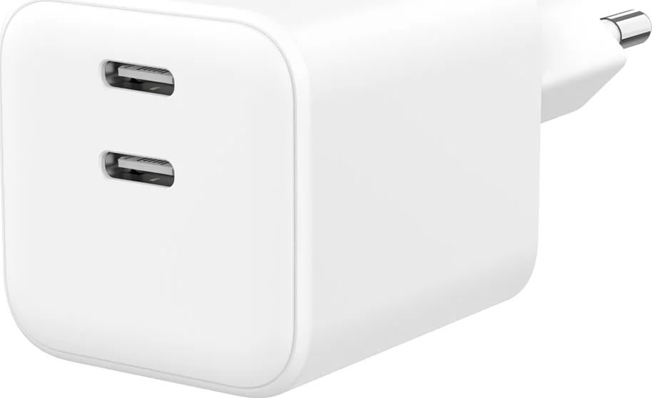 GEAR Laddare, 65W, 220V, 2x USB-C - Vit