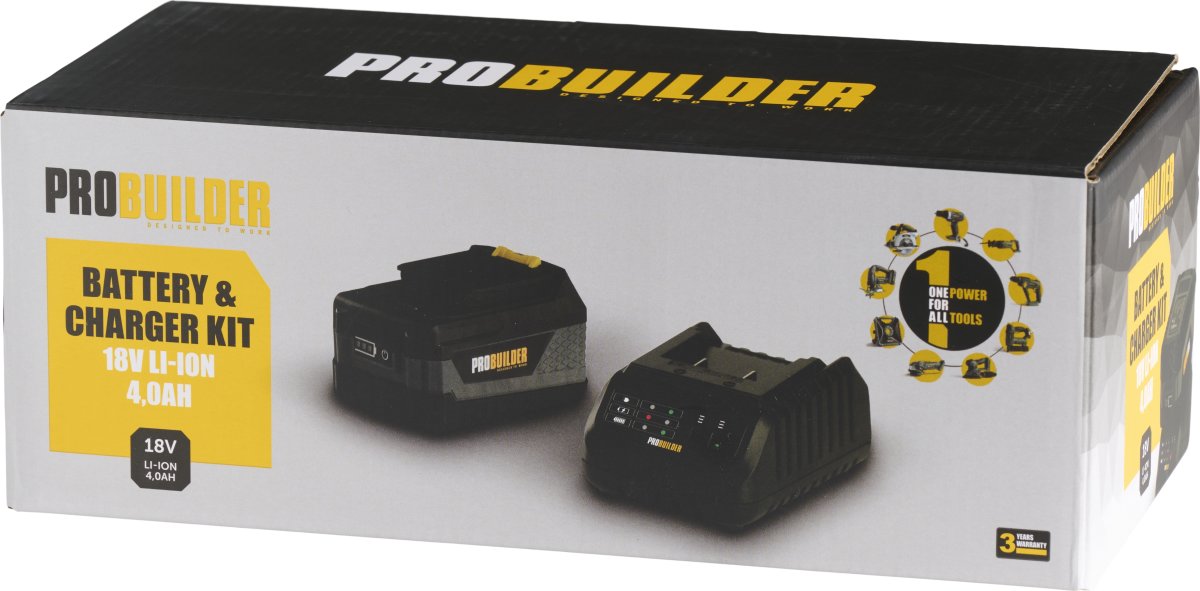 Probuilder Laddare+Batteri 4.0Ah 18V