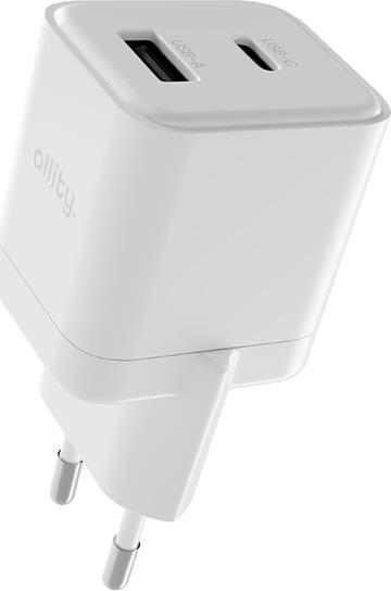 Allity Laddare, 1x USB-C, 1x USB-A, 20W - Vit