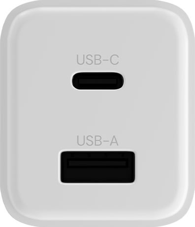 Allity Laddare, 1x USB-C, 1x USB-A, 20W - Vit
