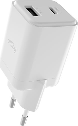 Allity Laddare, 1x USB-C, 1x USB-A, 30W - Vit