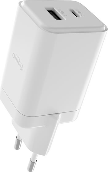 Allity Laddare, 1x USB-C, 1x USB-A, 45W - Vit