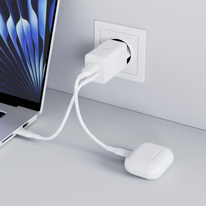 Allity Laddare, 1x USB-C, 1x USB-A, 45W - Vit