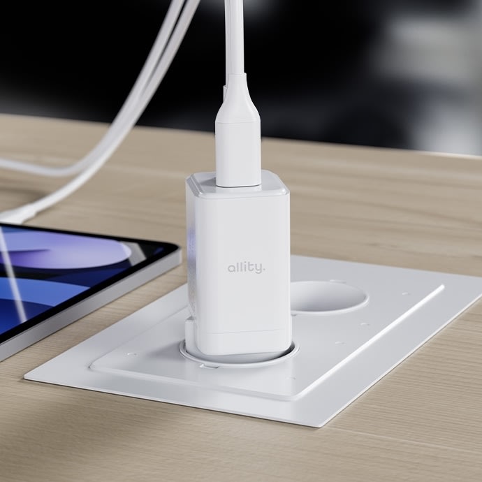 Allity Laddare, 1x USB-C, 1x USB-A, 45W - Vit