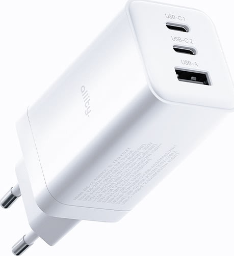 Allity Laddare, 2x USB-C, 1x USB-A, 65W - Vit