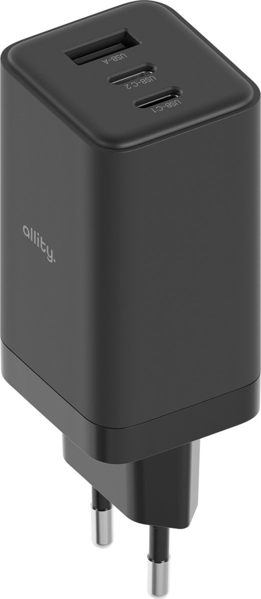 Allity 2x USB-C, 1x USB-A, 65W - Svart