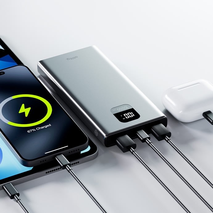 Allity Powerbank, 22,5W, Grå - APB-100