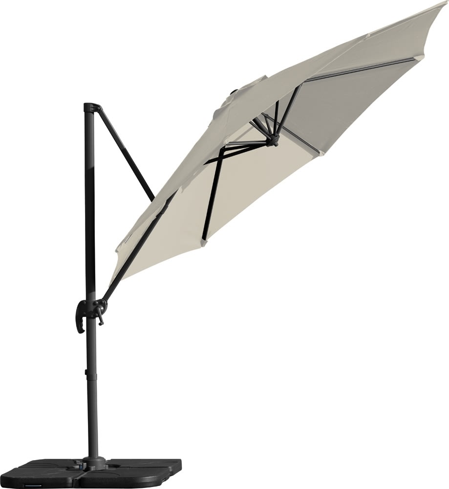 Hängparasol Ø3m inkl. fot och överdrag, beige