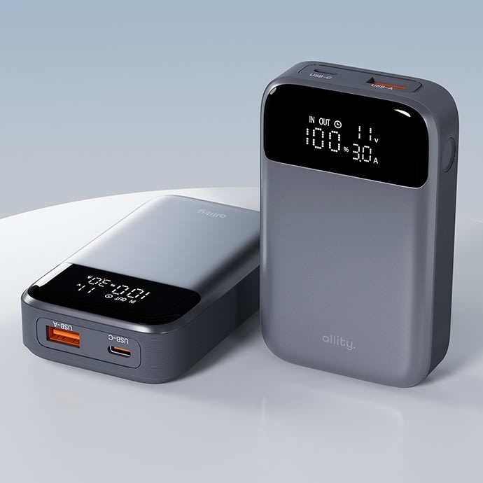 Allity Powerbank, 33W, 10000 mAh - Grå