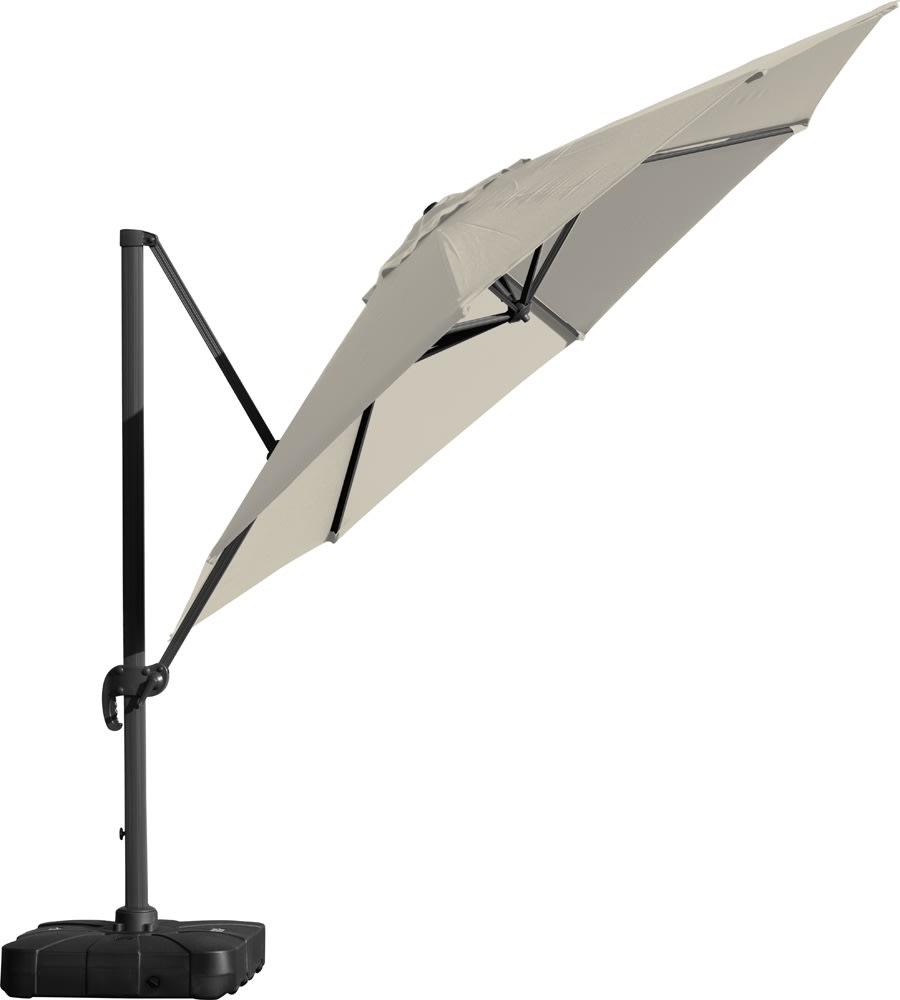 Hängparasol Ø3,5m inkl. fot m/hjul+överdrag, beige