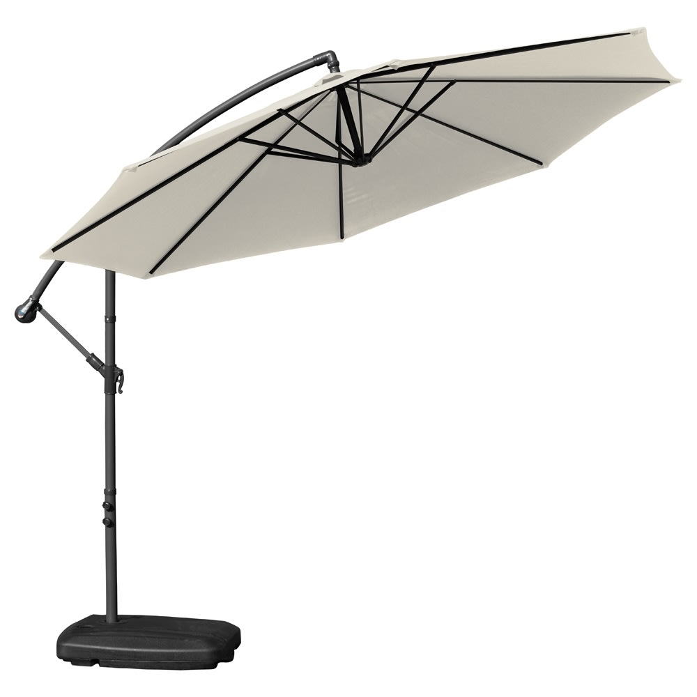 Hängparasol Ø3m inkl. fot och överdrag, beige