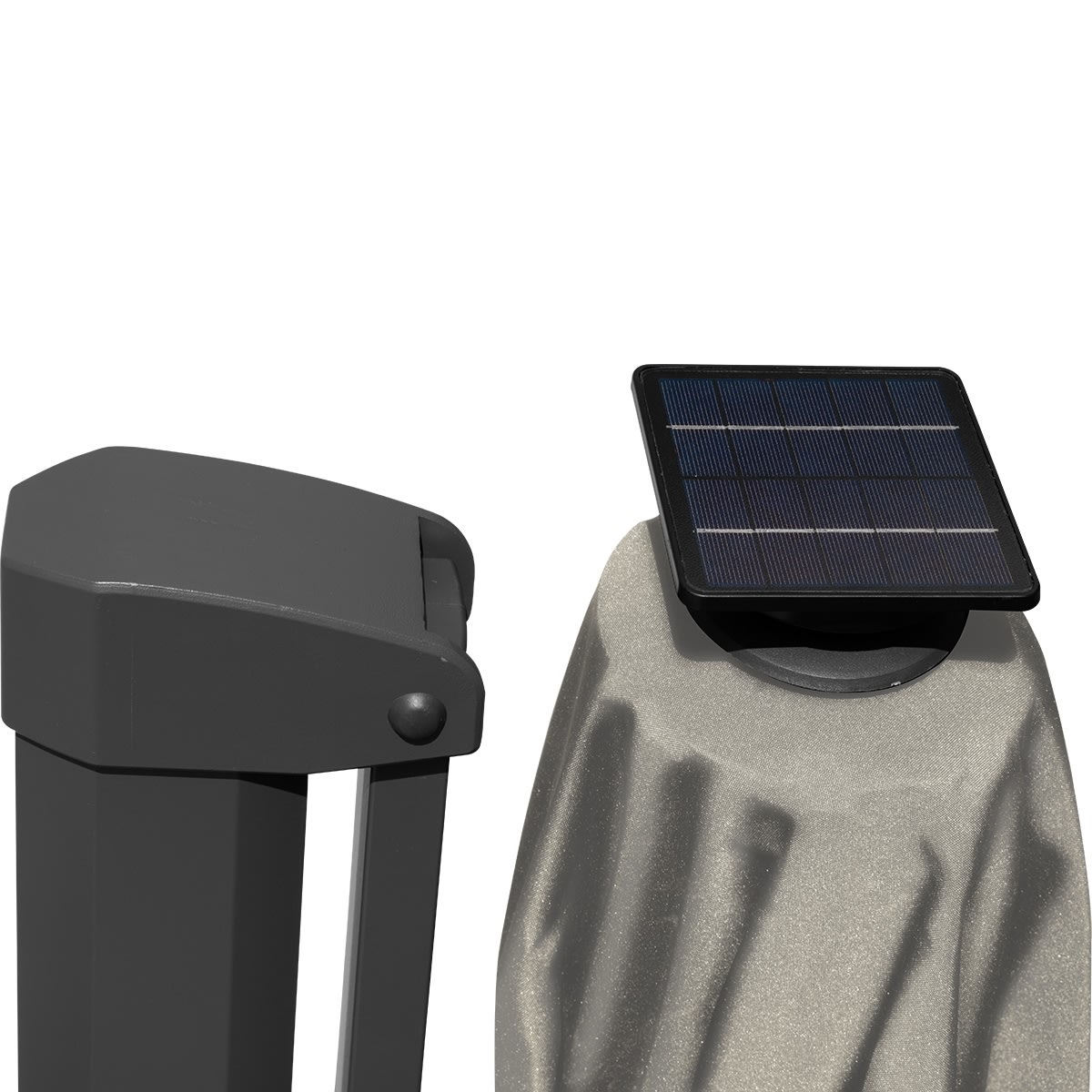 Hängparasol Ø3,5m m/fot m/hjul+överdrag+LED, beige