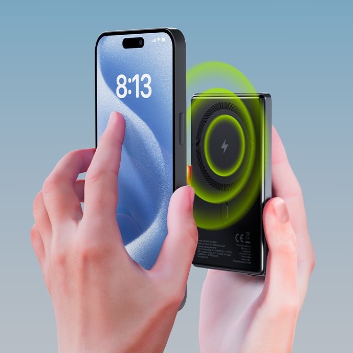 Allity Powerbank, trådlös - 20W, 5000 mAh - Grå