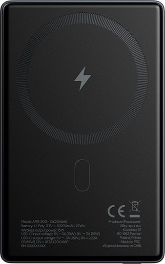 Allity Trådlös powerbank, 20W, 10000 mAh - Grå