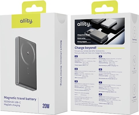 Allity Trådlös powerbank, 20W, 10000 mAh - Grå