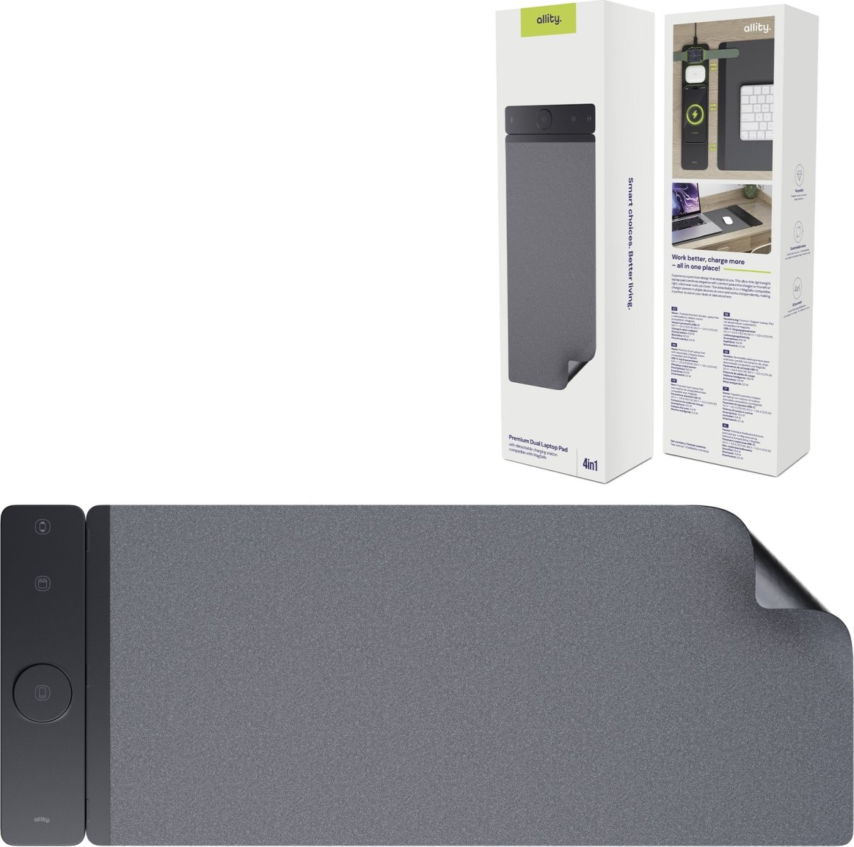 Allity Datorunderlägg, trådlös laddning 4-i-1, 15W