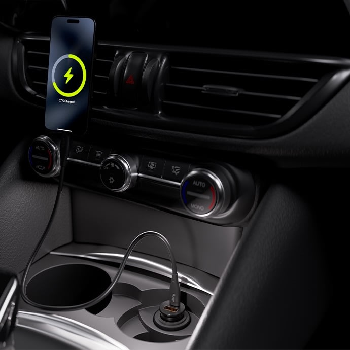 Allity Cigarstik, 1x USB-C, 1x USB-A. 30W - Svart