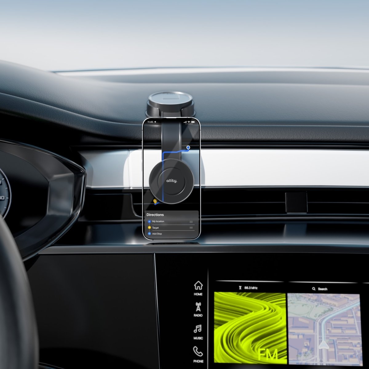 Allity Mobiltelefonhållare, Magnetisk, svart 200MS